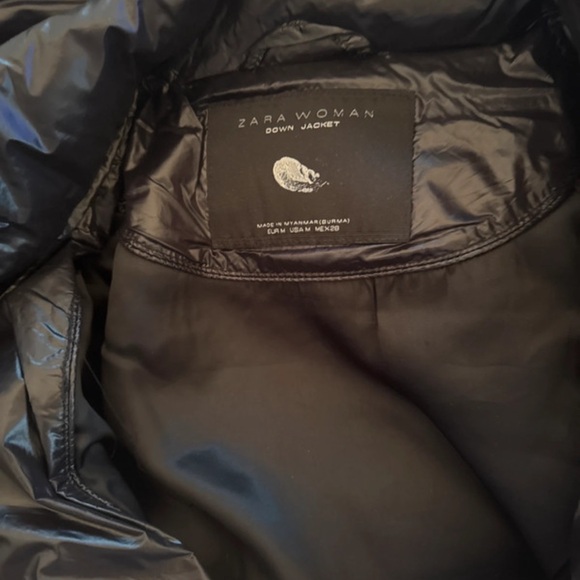 Zara Black Puffer Jacket with Faux Fur Hood - Picture 8 of 9